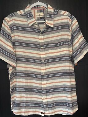 The Normal Brand Short Sleeve Adobe Striped Button-Down Shirt -size L NWT
